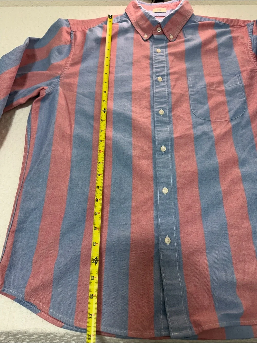 J. Crew Wide Striped Button-Down Shirt in Blue and Coral